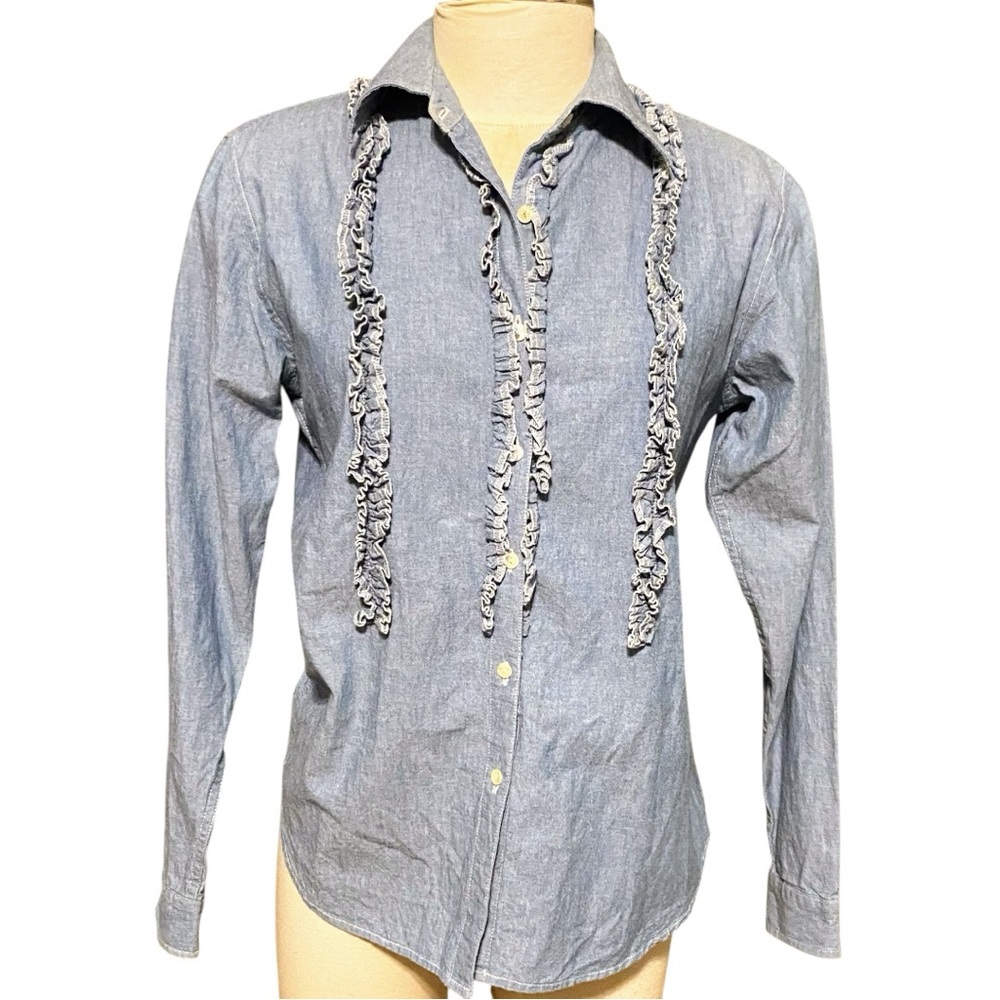 Jackie Blue Womens Ruffled Shirt NWOT